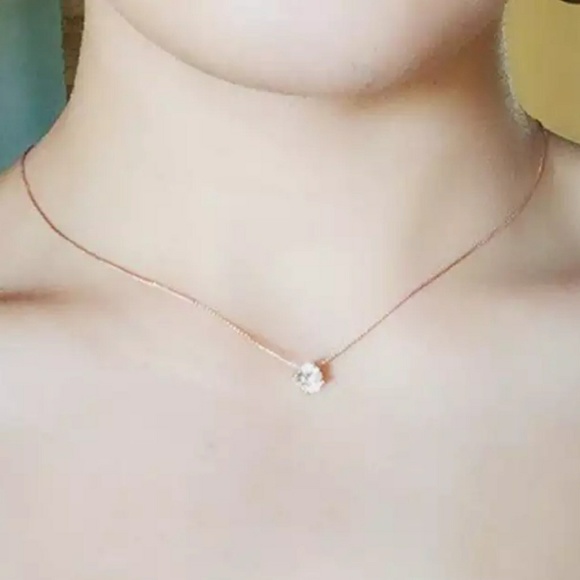 18k Rose Gold Solitaire Necklace - Picture 8 of 8